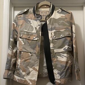 Zadig & Voltaire Beige, Tan and Olive Camo Field Jacket size S